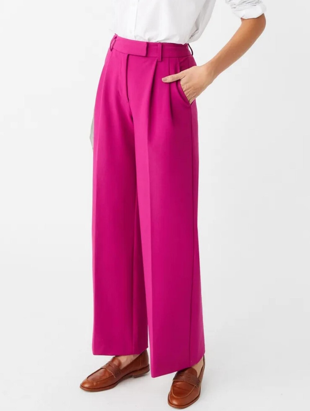J. McLaughlin Wide-Leg High-Waist Pants in Fuchsia